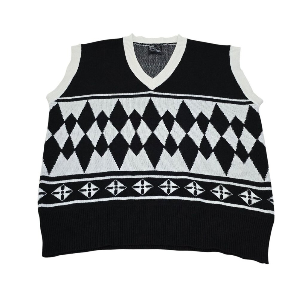 Steady Hands Mens Black Dragon Pullover Sweater Vest Knitted V Neck Size‎ XL/2XL